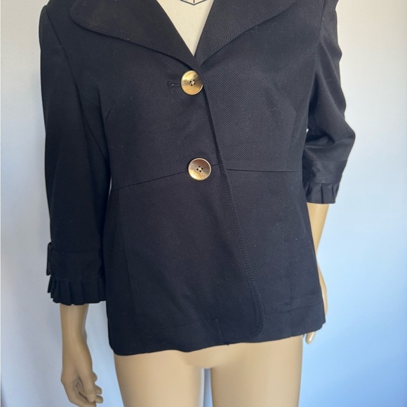 LOFT Black Blazer with Gold Accents. Ptp 18” - Picture 2 of 8